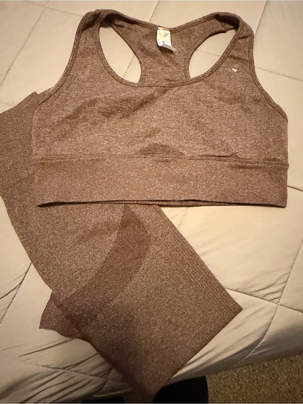 Love Fitness Seamless Heathered Brown Sports and leggings set